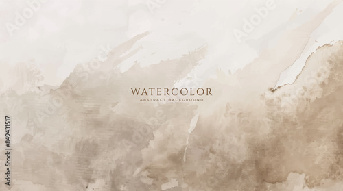 Abstract horizontal watercolor background. Neutral light colored empty space background illustration