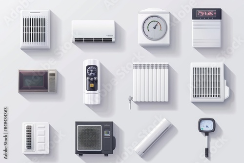 Picture of different air conditioner models with various designs and features