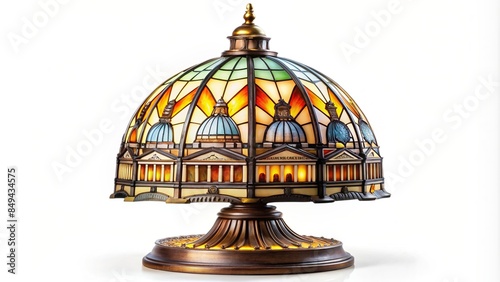 St. Peter's Basilica shape stained glass table lamp isolated on background, St. Peter's Basilica