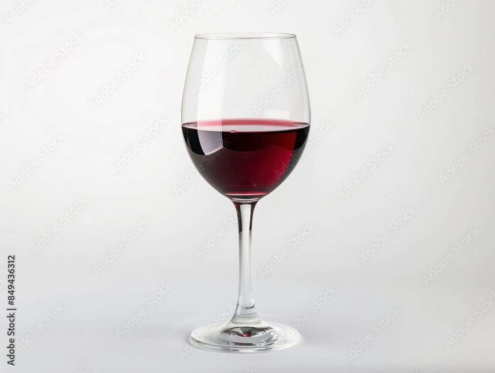 An elegant glass of red wine, isolated on a white background with studio lighting to highlight the deep color and clarity of the wine An elegant glass of red wine, isolated on a white background with studio lighting to highlight the deep color and clarity of the wine