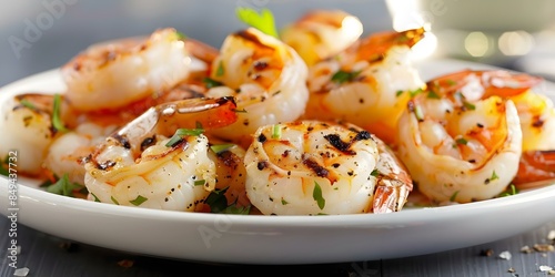 Close-Up Shot of Grilled Shrimp on a Plate. Concept Food Photography, Grilled Shrimp, Close-Up Shots, Delicious Cuisine