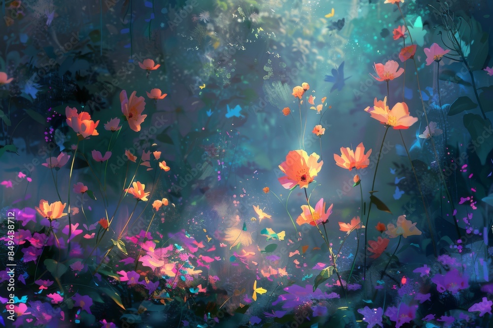 A vibrant and lively floral landscape for design A vibrant and lively floral landscape for design