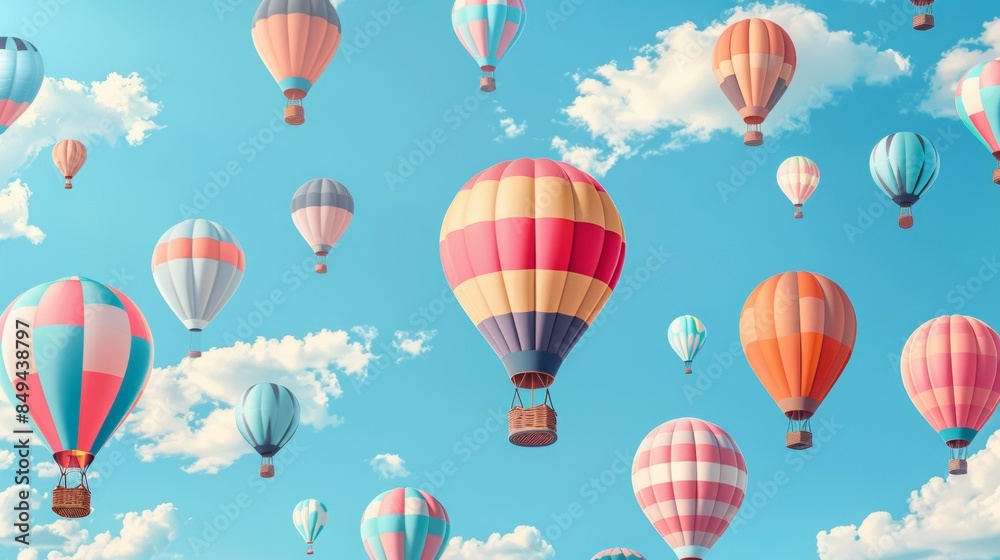 seamless pattern of colorful hot air balloons floating in the sky. seamless pattern of colorful hot air balloons floating in the sky.