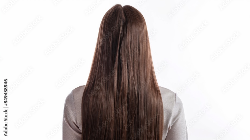 Beautiful model girl with shiny brown and straight long hair isolate in white background Beautiful model girl with shiny brown and straight long hair isolate in white background