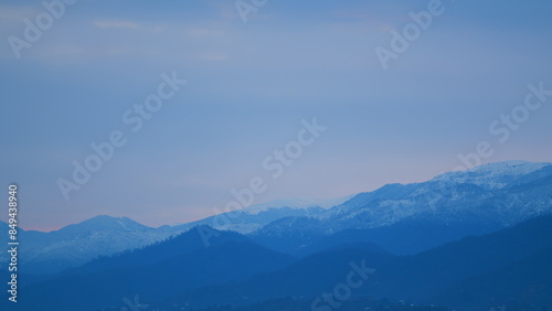 Dramatic Cloudscape Over Mountains At Dawn. Cloudy Of The Mountains At Sunrise. Pan.