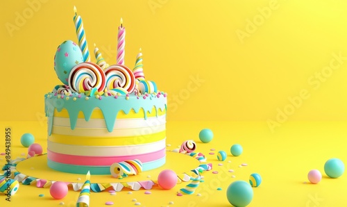 Birthday cake 3D graphics o...