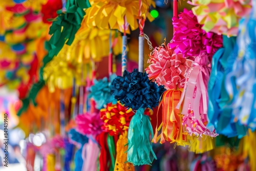 Experience the vibrant display of traditional Spanish decorations during the Fiesta in Spain, filled with colorful joy and cultural richness.