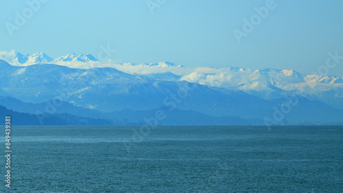 Sea Against The Backdrop Of Snowy Mountains At Day. Adjara, Georgia. Still. © artifex.orlova