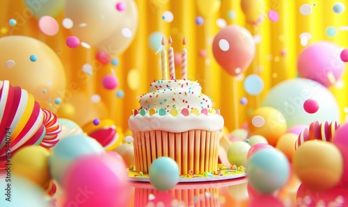 Birthday cake 3D graphics o...