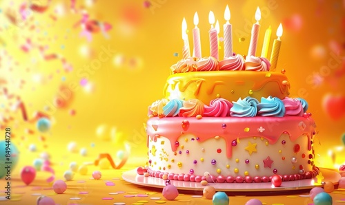 Birthday cake 3D graphics o...