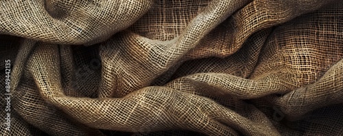 Old burlap texture with worn fibers, 4K hyperrealistic photo