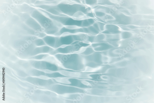 Blue water with ripples on the surface. Defocus blurred transparent blue colored clear calm water surface texture with splashes and bubbles. Water waves with shining pattern texture background.