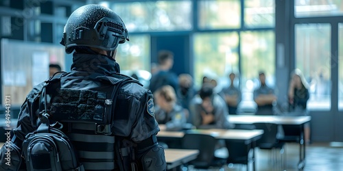 Responding to Emergency Police or Antiterrorist Intervention in School or Classroom. Concept Emergency Preparedness, School Safety, Crisis Response, Police Intervention, Classroom Security