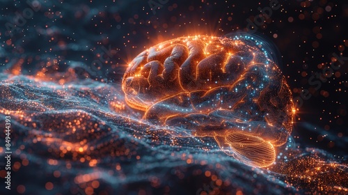 Wallpaper Mural A glowing digital human brain illustration in a dark background, representing artificial intelligence, neural networks, and futuristic technology. Torontodigital.ca