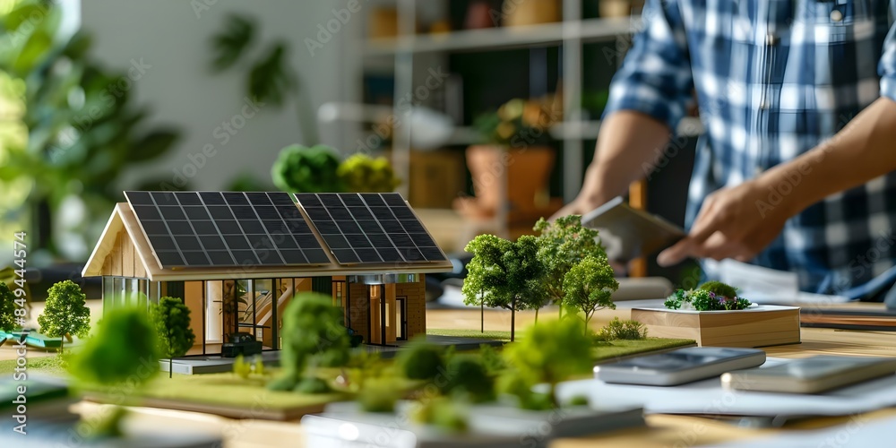 Designing eco-friendly buildings with renewable energy and sustainable features. Concept Sustainable Architecture, Renewable Energy, Eco-friendly Buildings, Green Design, Sustainable Features