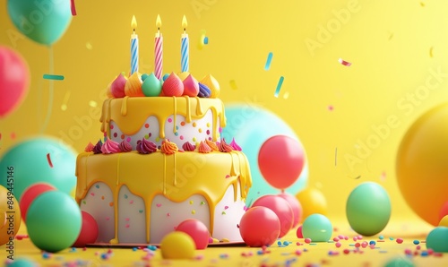 Birthday cake 3D graphics o...