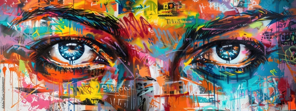 Fototapeta premium Peace street art graffiti colorful 