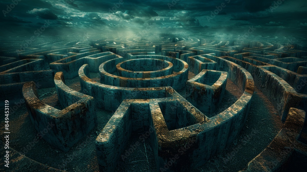An abstract, surreal image of a labyrinth or maze, with intricate pathways and dead ends, symbolizing the complexity of a riddle waiting to be unraveled. An abstract, surreal image of a labyrinth or maze, with intricate pathways and dead ends, symbolizing the complexity of a riddle waiting to be unraveled.