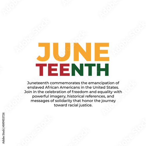 Juneteenth Freedom Day Abstract Vector Illustration. Juneteenth Freedom Day card template. Juneteenth, celebrate freedom text lettering logo. Typography logo design for greeting card, poster, banner. 