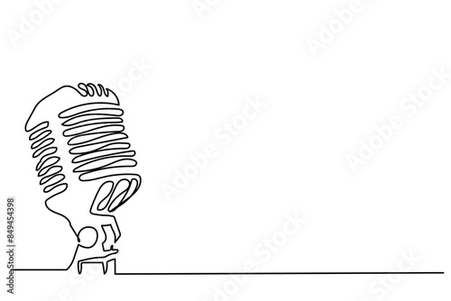 logo design continuous line microphone