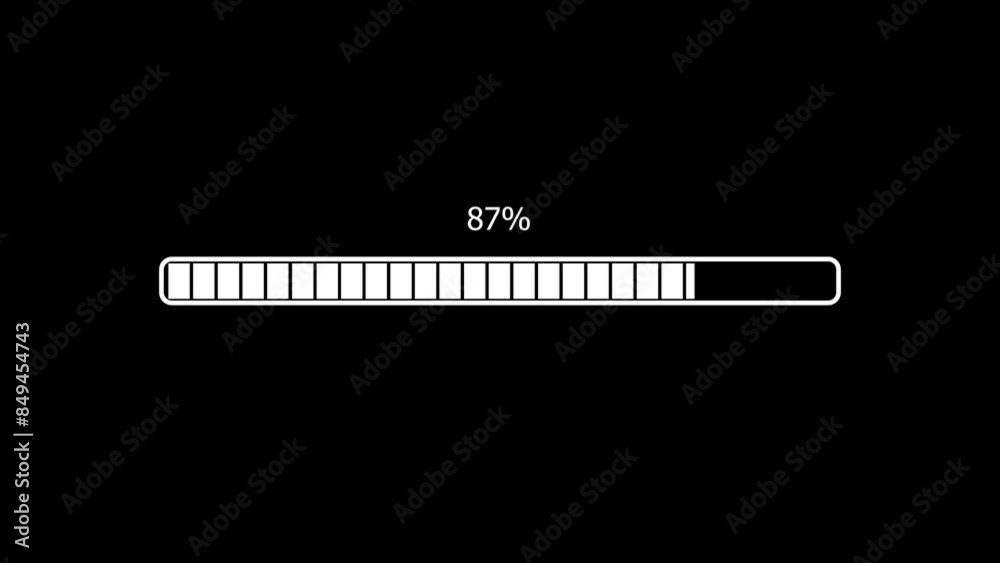 Progress loading bar. Icon video animation on black background Progress loading bar. Icon video animation on black background