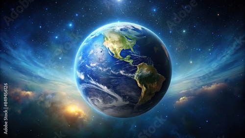 Earth floating in the vastness of space, earth, planet, space, universe, cosmos, astronomy, global, atmosphere © rattinan