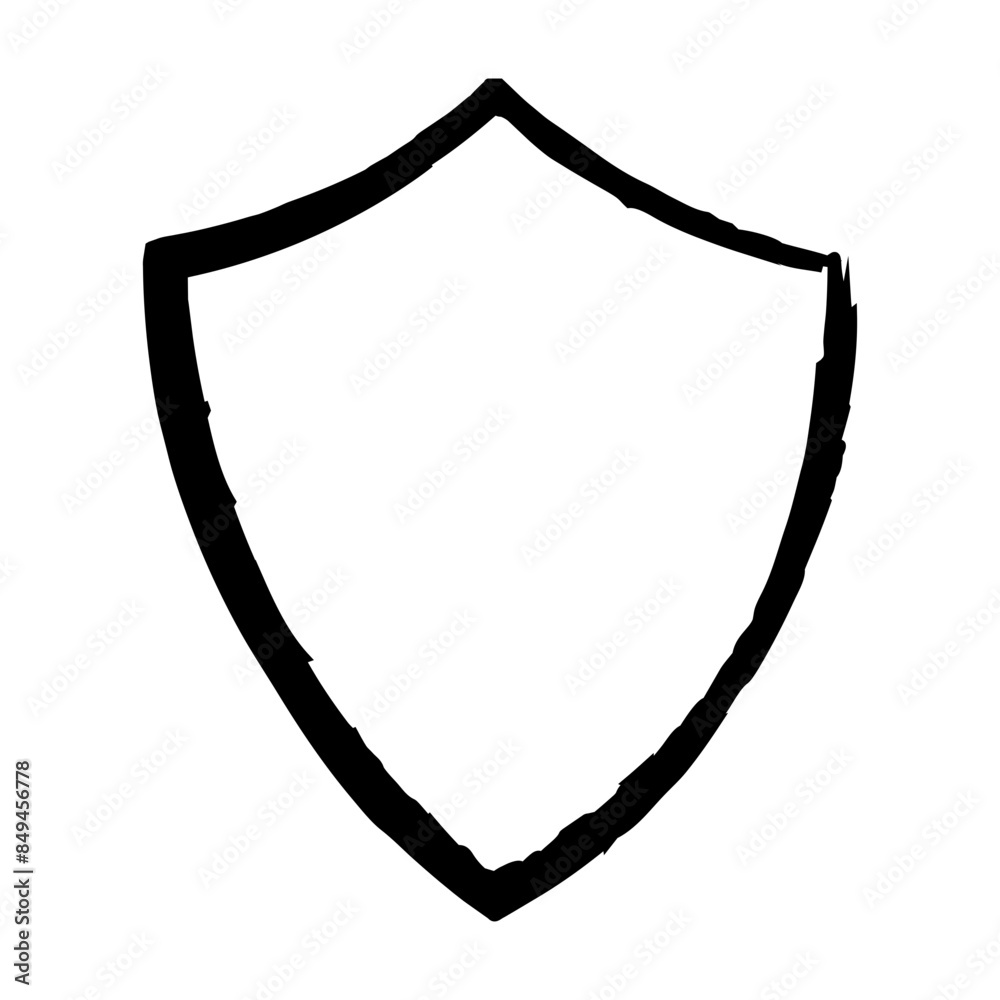 Frame shield texture element, outline border grunge shape icon, decorative doodle for design in vector illustration