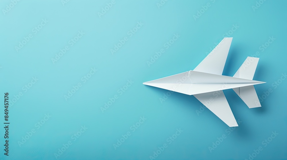 White Paper Airplane on a Blue Background White Paper Airplane on a Blue Background
