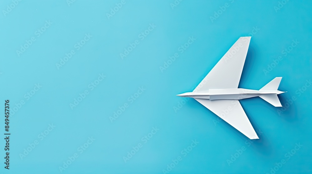 White Paper Airplane on a Blue Background White Paper Airplane on a Blue Background