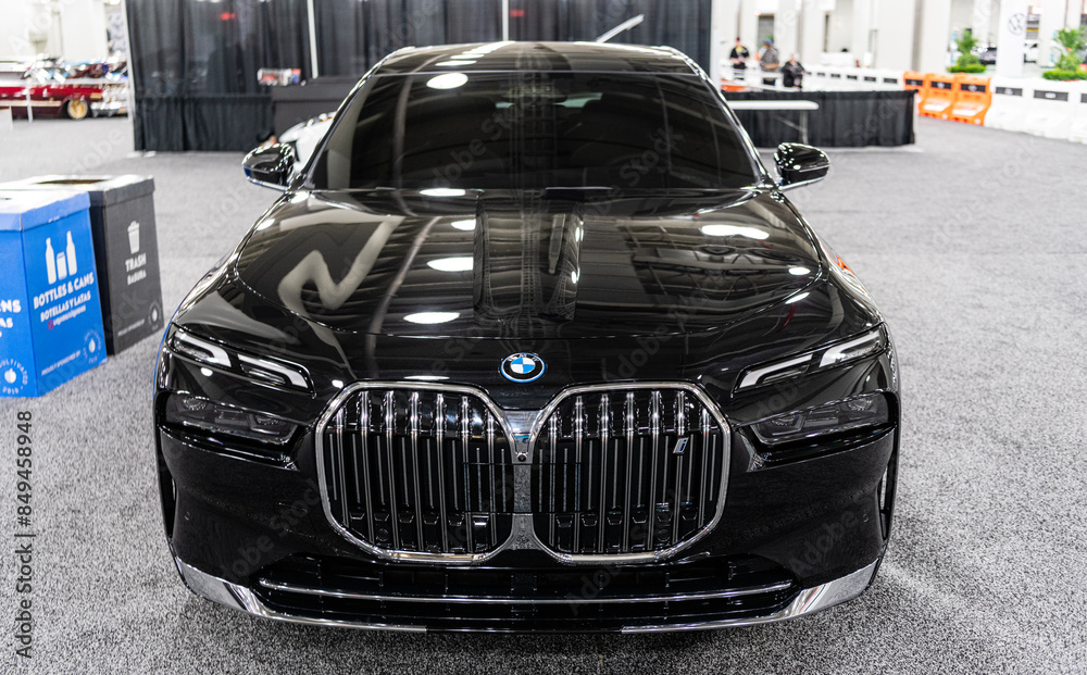 New York City, USA - March 27, 2024: BMW i7 modern luxury black car at ...