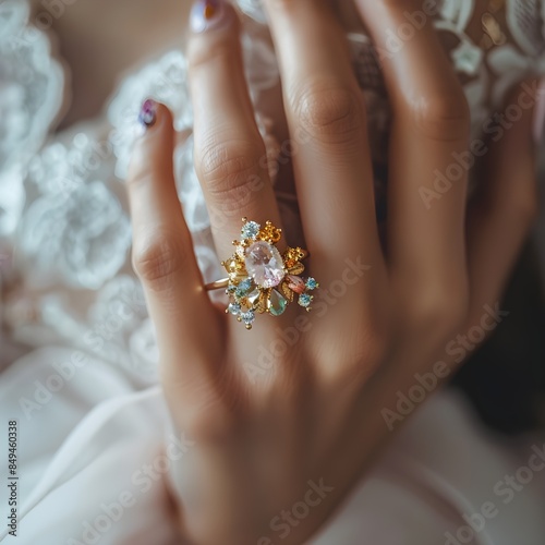 close up of a hand holding a ring,