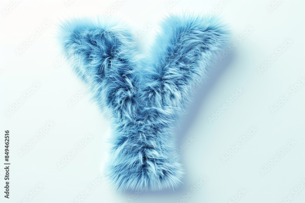 A fluffy blue letter Y A fluffy blue letter Y