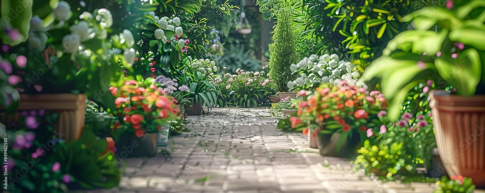 Naklejka premium Summer gardening class with horticultural experts, gardeners and plant care tips, 4K hyperrealistic photo.