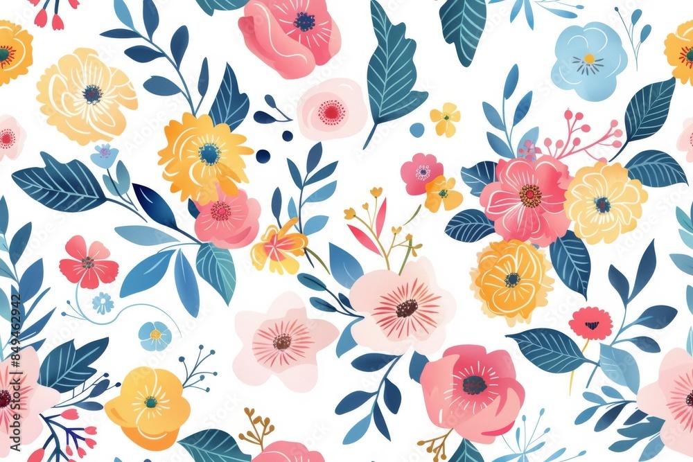 Floral Pattern with Watercolor Effect