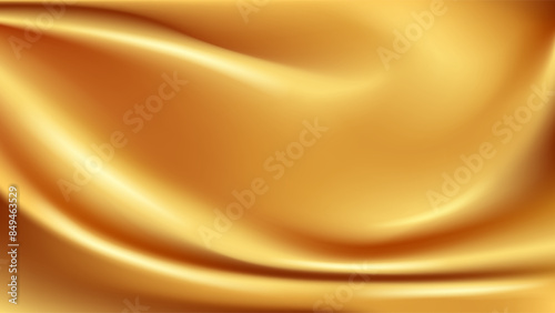 Abstract background golden drapery satin fabric.Vector stock illustration.