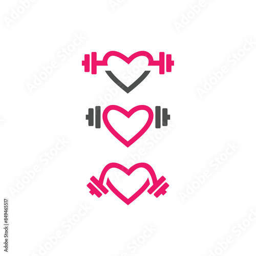 abstract flat icon logo love gym fitness weight lifting