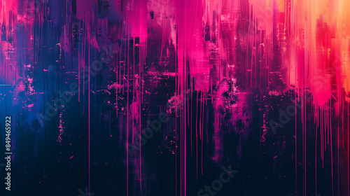 Dark blue abstract background with glowing neon dripping paint