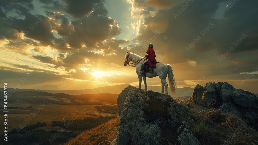 Knight in armor on horseback. AI generated. Knight in armor on horseback. AI generated.