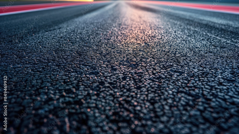 Parallel Shot of Brand New Asphalt Road with Yellow Line Parallel Shot of Brand New Asphalt Road with Yellow Line