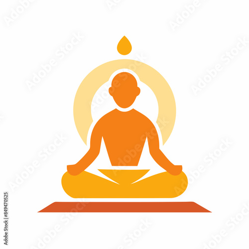a minimalist icon representing the concept of enlightenment, set against a serene white background