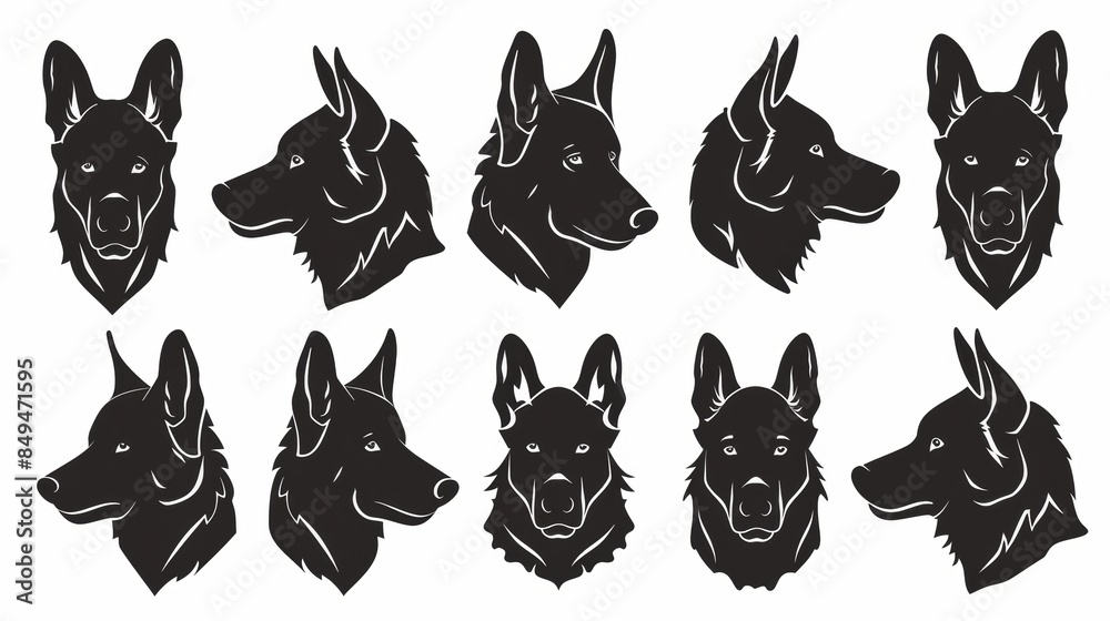 Vector illustration collection sets of silhouette of police dog with various pose Vector illustration collection sets of silhouette of police dog with various pose