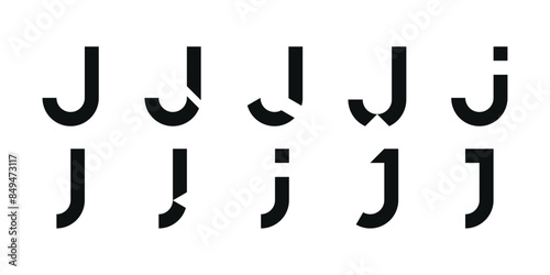 Logo collection, abstract letter J logo design. Icons for business of minimalist, elegant, simple. Premium Vector