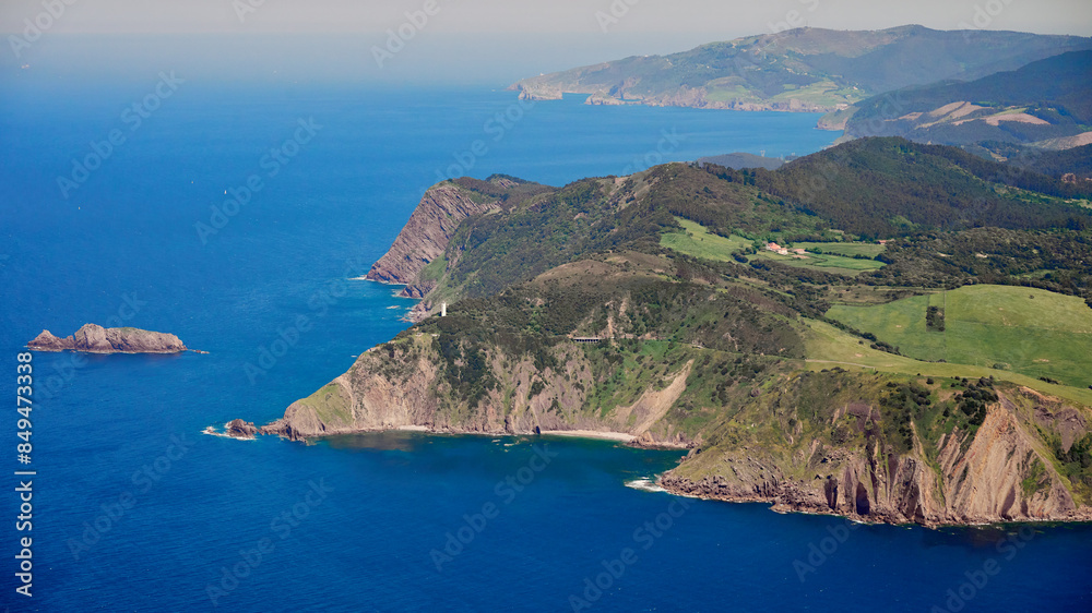 Aerial photography of the Gorliz cliffs on the coast of Bizkaia Aerial photography of the Gorliz cliffs on the coast of Bizkaia