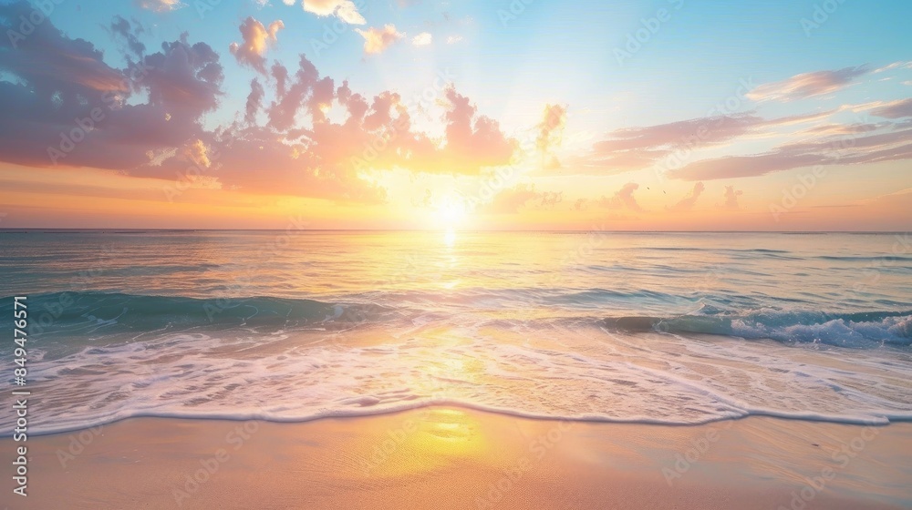 Fototapeta premium Beautiful Sunrise over Beach with Natural Background