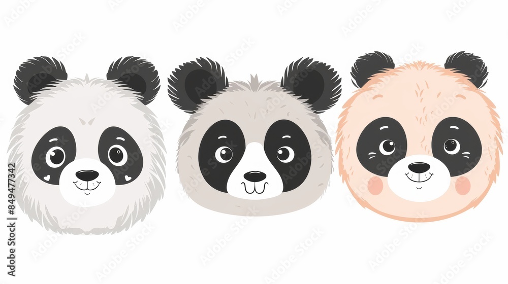 Fototapeta premium Panda. Flat vector illustration of cute animal. Baby nursery art.