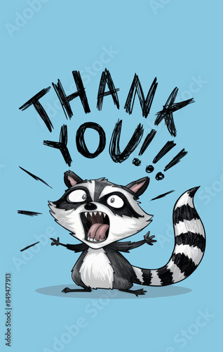 Comic Raccoon Thank You Greeting