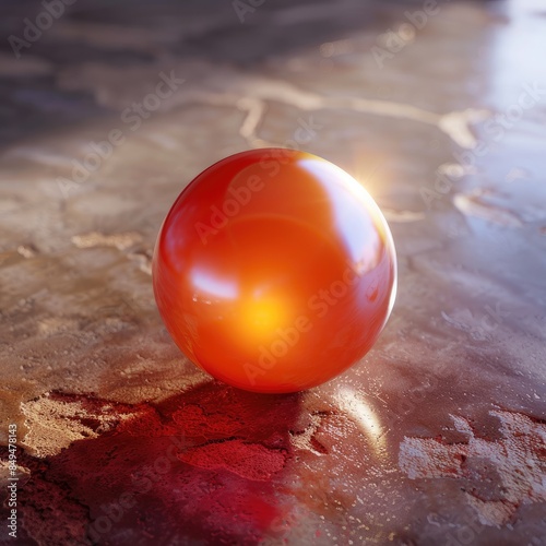 Photorealistic 3D Rendering of Red Pear with Orange Interior photo