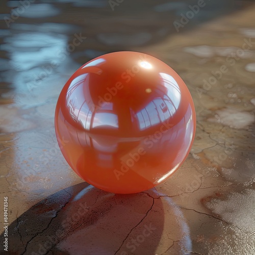 Photorealistic 3D Rendering of Red Pear with Orange Interior photo