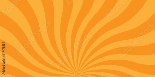 Vector Abstract orange sun rays and sunburst backdrop background. seamless retro vintage burst sunrise sunbeam element spiral striped illustration sunray template wallpaper design.	
