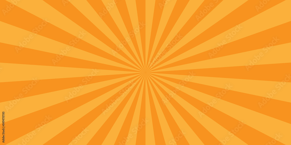 Vector Abstract orange sun rays and sunburst backdrop background. seamless retro vintage burst sunrise sunbeam element spiral striped illustration sunray template wallpaper design.	
